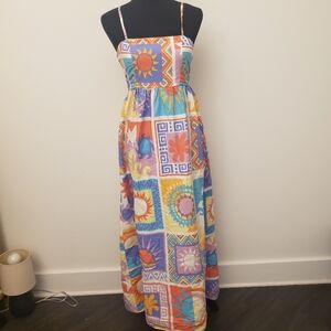 Cotton Sun Print Beach Sun Dress